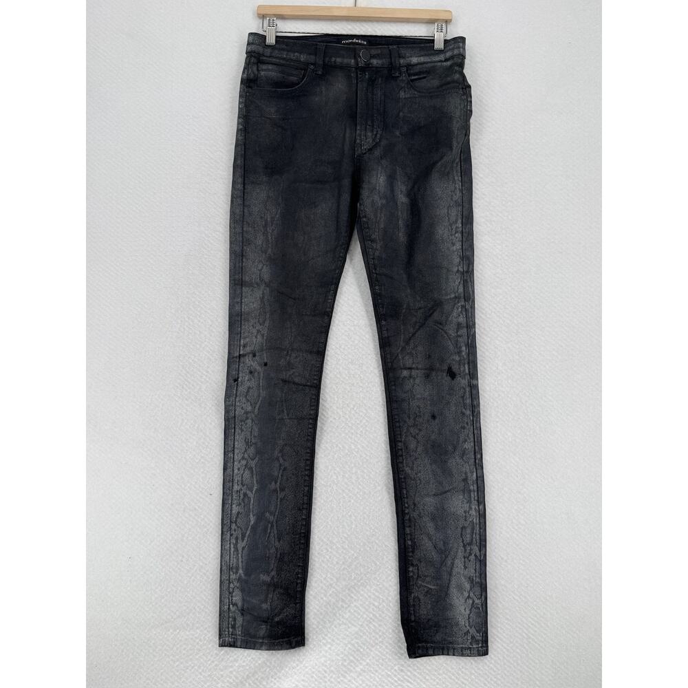 Monfrere Greyson Mens Python Gray Denim Stretch Skinny Jeans Sz 31 Made in USA